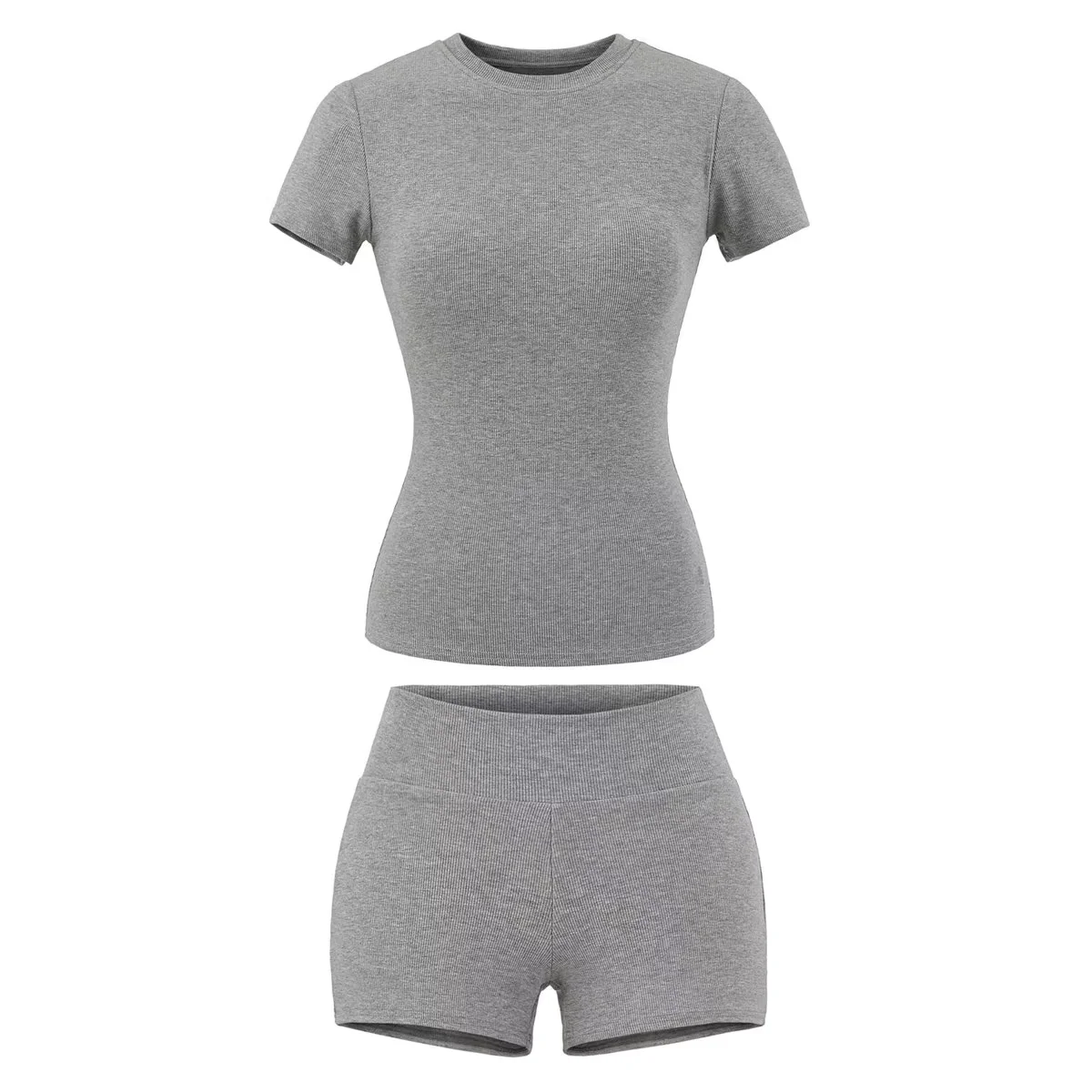 包邮欧美风带胸垫收腰圆领短袖T恤+弹力紧身短裤运动套装两件套,女装/女士精品,时尚套装,淘宝优惠券,粉丝福利购,淘宝优惠卷