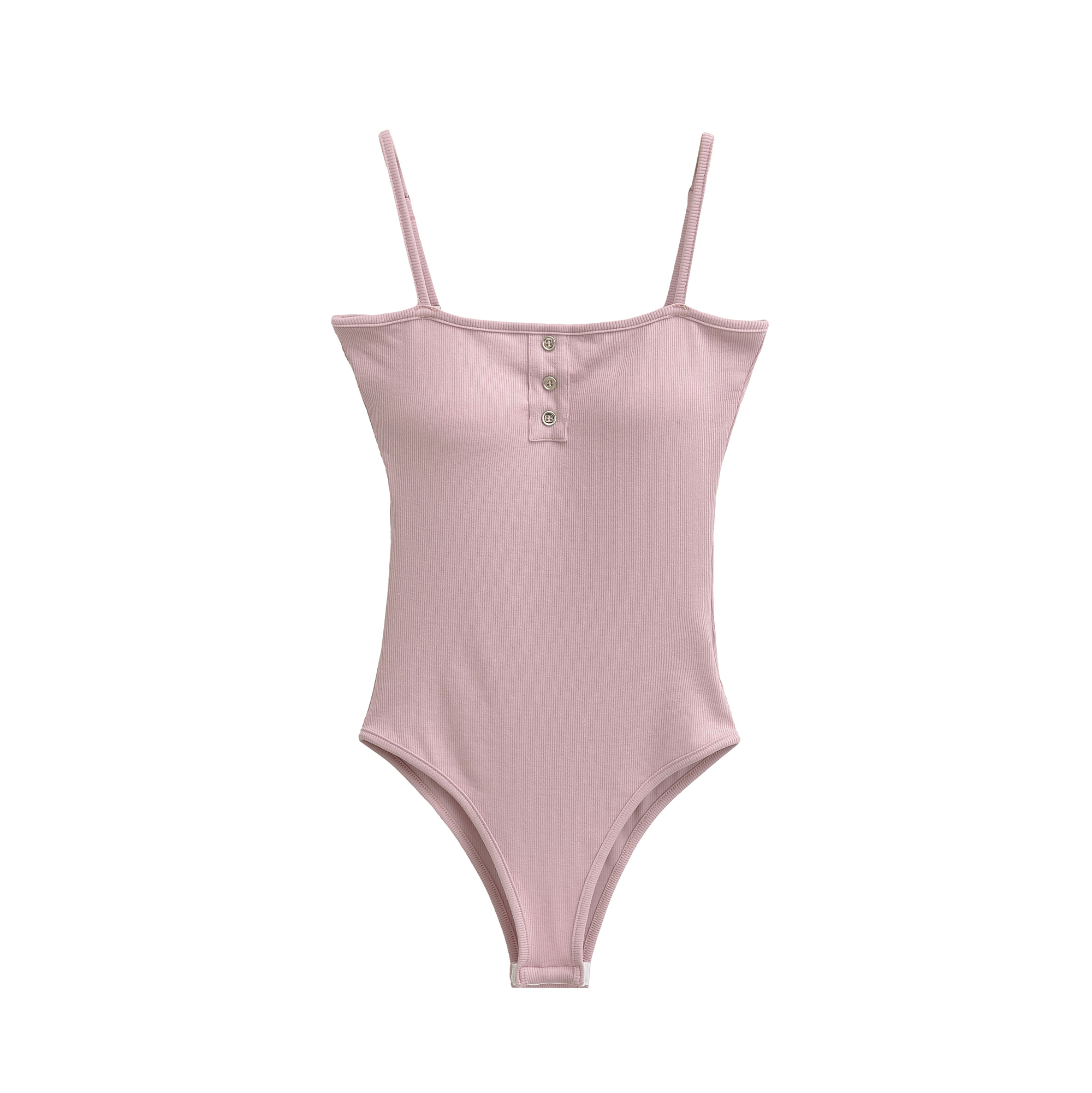 性感纽扣带胸垫吊带连体衣女