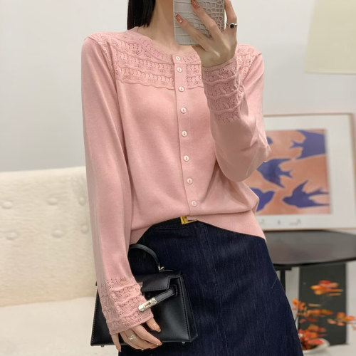 镂空提花针织开衫女春装新款