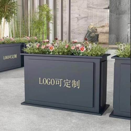 户外不锈钢花箱市政商业街道外摆花槽长方形组合售楼部铁艺花坛