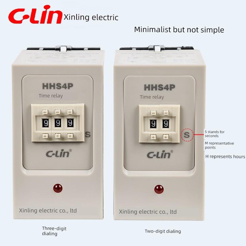 新灵时间继电器Hhs4P/Js14P 9.9S/99S/999M数字Dc24/Ac220V定时器