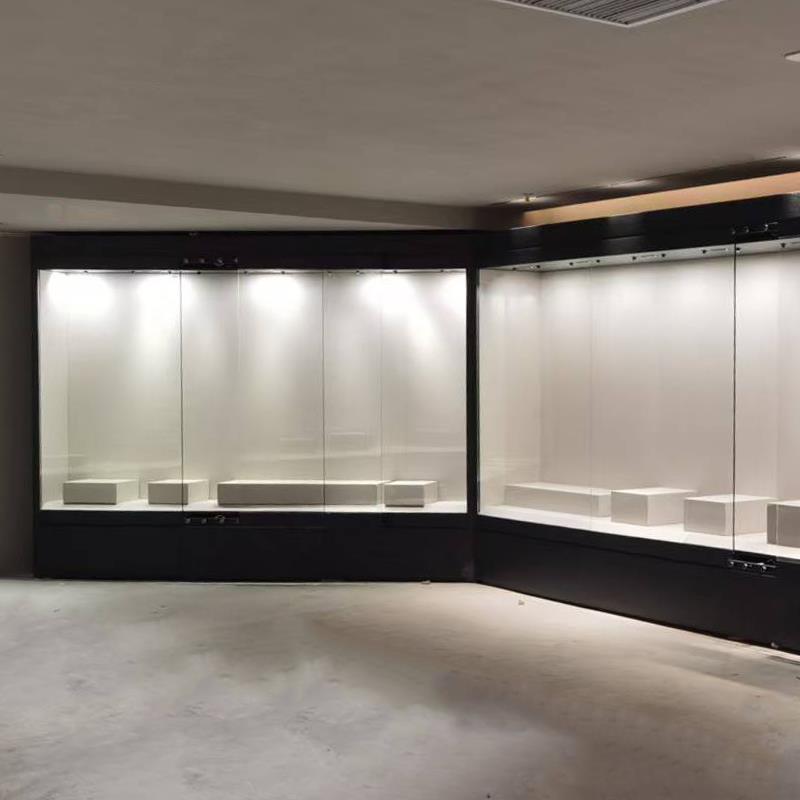 博物馆液压钢制玻璃展示柜文物烤漆古董纪念馆通柜陈列馆展柜定制