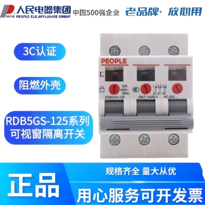 人民电器可视窗小型隔离开关RDB5GS-125系列2P63A