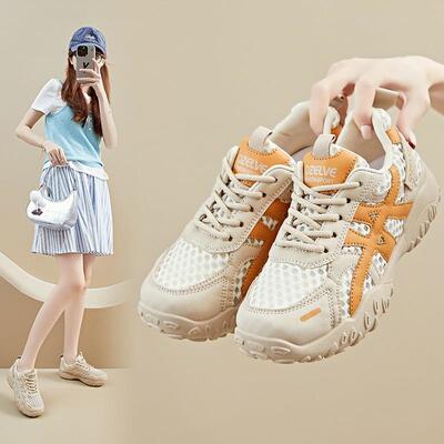 ins韩版新款老爹鞋女2025夏季学生跑步休闲鞋网面增高透气XQ-K08