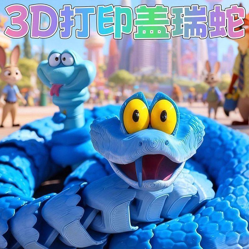 3D打印动物成同款盖瑞蛇摆件玩具摆摊爆品小红书同款