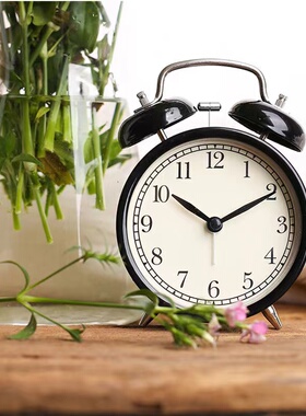 IKEA宜家德卡闹钟懒人黑白色经典复古金属打铃床头迷你静音时钟