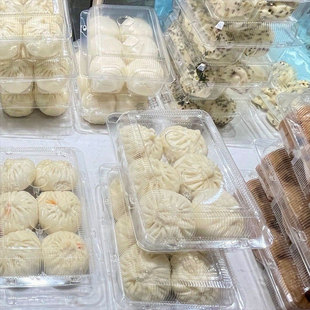 一次性包子盒馒头烧麦小笼包6格馒头盒打包专用外卖包装盒子塑料