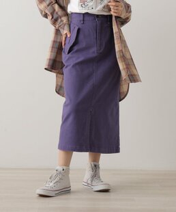 DOUBLE 成熟休闲复古松紧腰半身裙遮肉翻盖口袋牛仔长裙 日单纯元