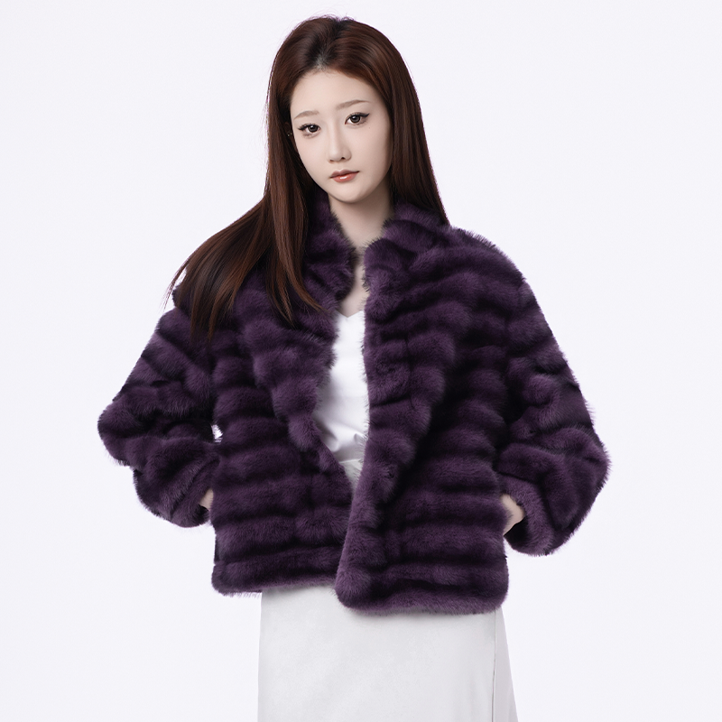 2025新款奢华紫貂立领短款仿皮草外套女环保貂绒质感洋气精致上衣,女装/女士精品,皮草,淘宝优惠券,粉丝福利购,淘宝优惠卷