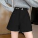 高腰a字毛呢短裤 显瘦宽松呢子外穿靴裤 女秋冬2025新款 黑色阔腿裤