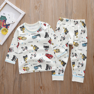 松优西松屋出口日本家居服套装儿童男孩汽车睡衣长袖纯棉保暖秋裤