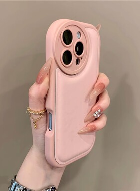 ins小众粉气垫皮纹适用iPhone16promax手机壳苹果15Pro高级感14/13pm全包防摔ip12网红11保护套plus皮纹外壳