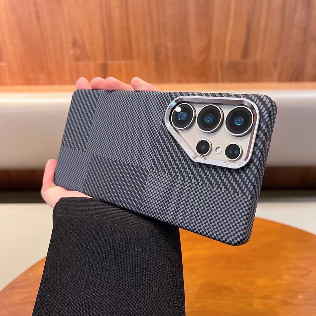 新款超薄碳纤维纹适用三星s25Ultra磁吸手机壳GalaxyS24ultra磨砂肤感高级感防摔PC硬壳男女保护套