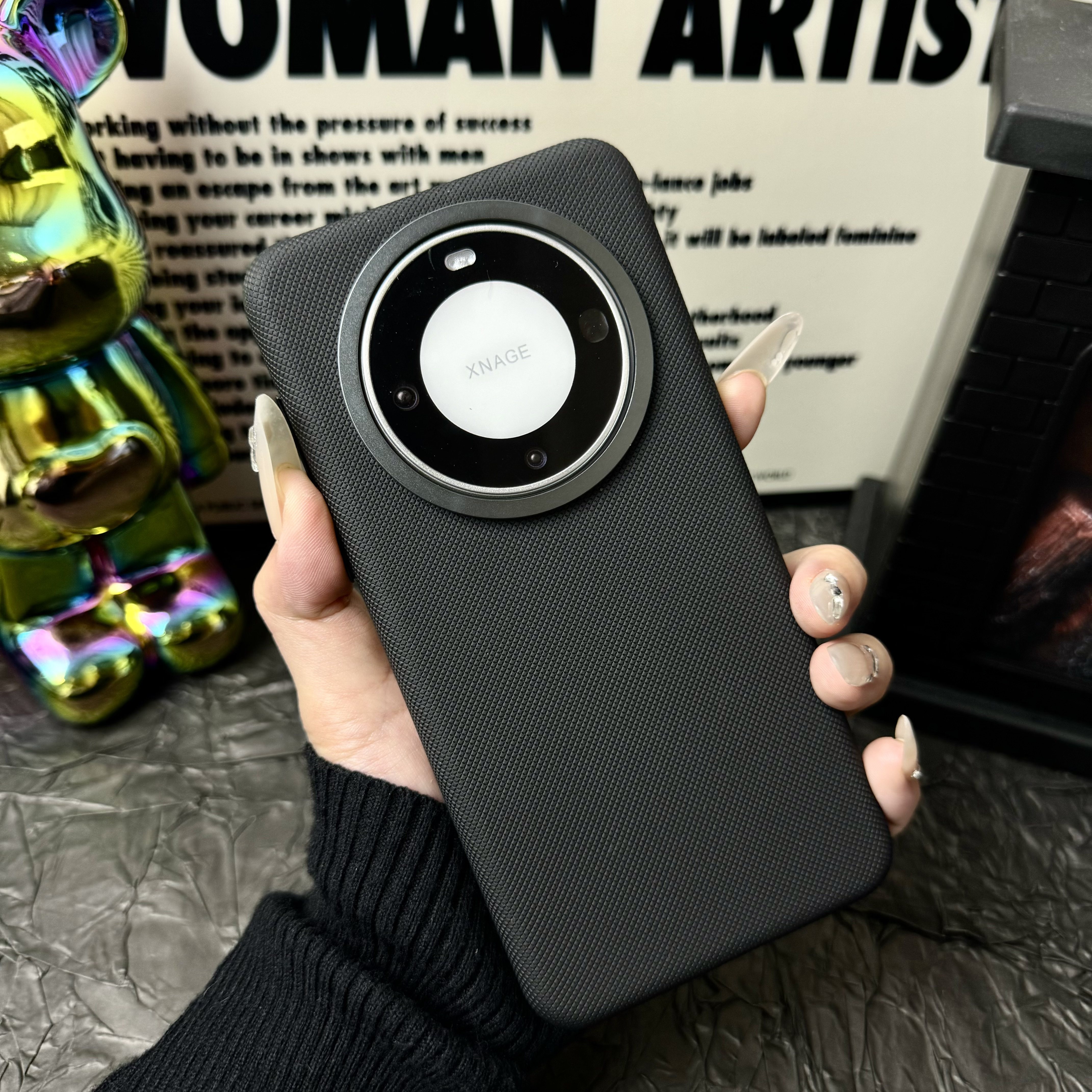 钻纹皮革适用于华为mate60pro+大孔镜头HUAWEImate60金属镜头框商务奢华mate60pro磁吸无线充电手机保护套