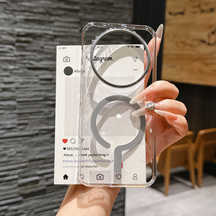 小众简约适用于荣耀magic8pro手机壳透明磁吸magic8轻薄高级感magic7pro情侣时尚PC硬壳magic7保护套