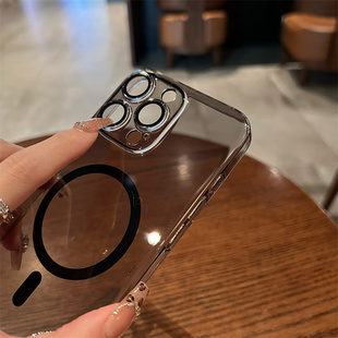 【不发黄】适用于苹果16Promax手机壳透明iPhone15磁吸壳14超薄PC硬外壳magsafe自带镜头膜全包防摔13保护套
