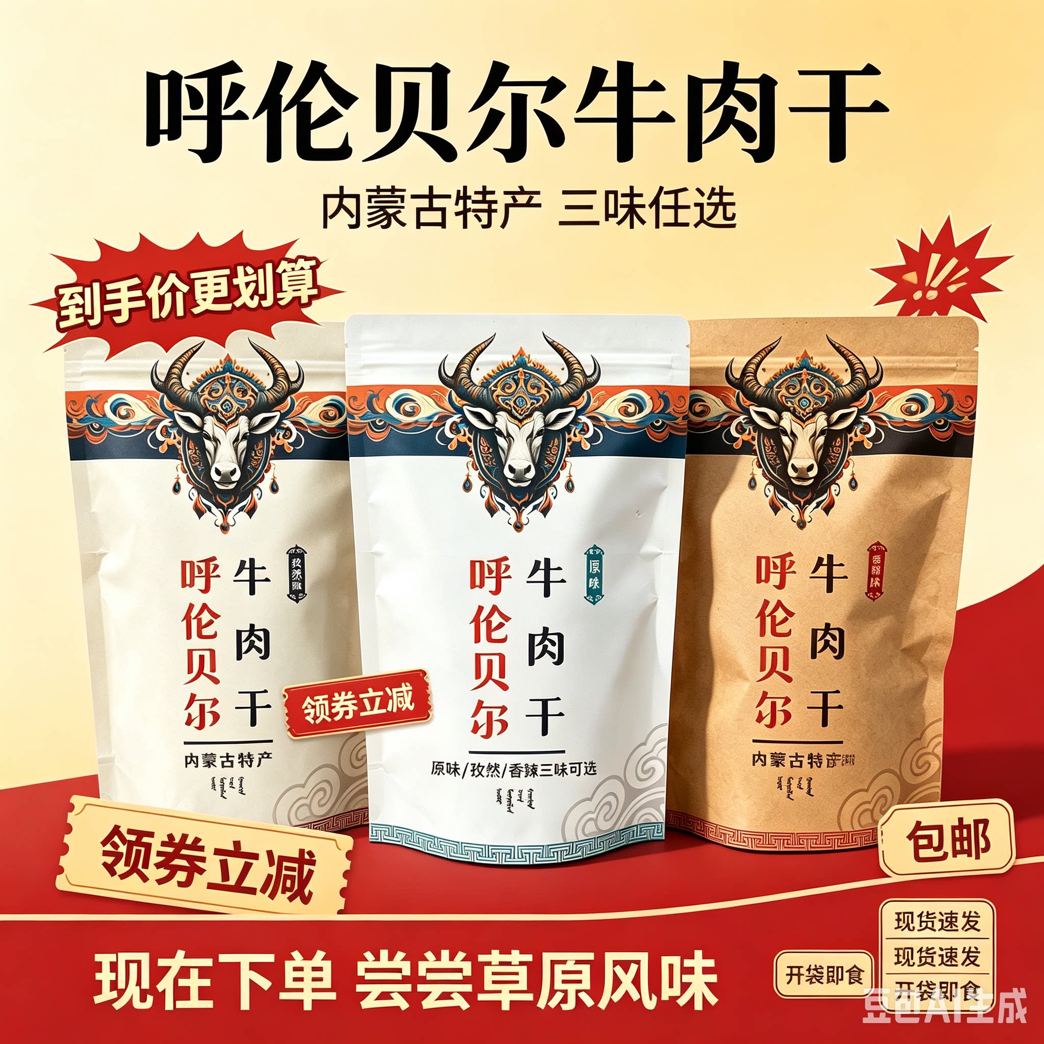 内蒙古呼伦贝尔牛肉干风干手撕原卤牛肉/牛肉类熟食