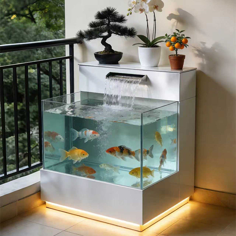 琉璃方池阳台不锈钢鱼池花箱金属流水摆件室外露台庭院水景瀑布