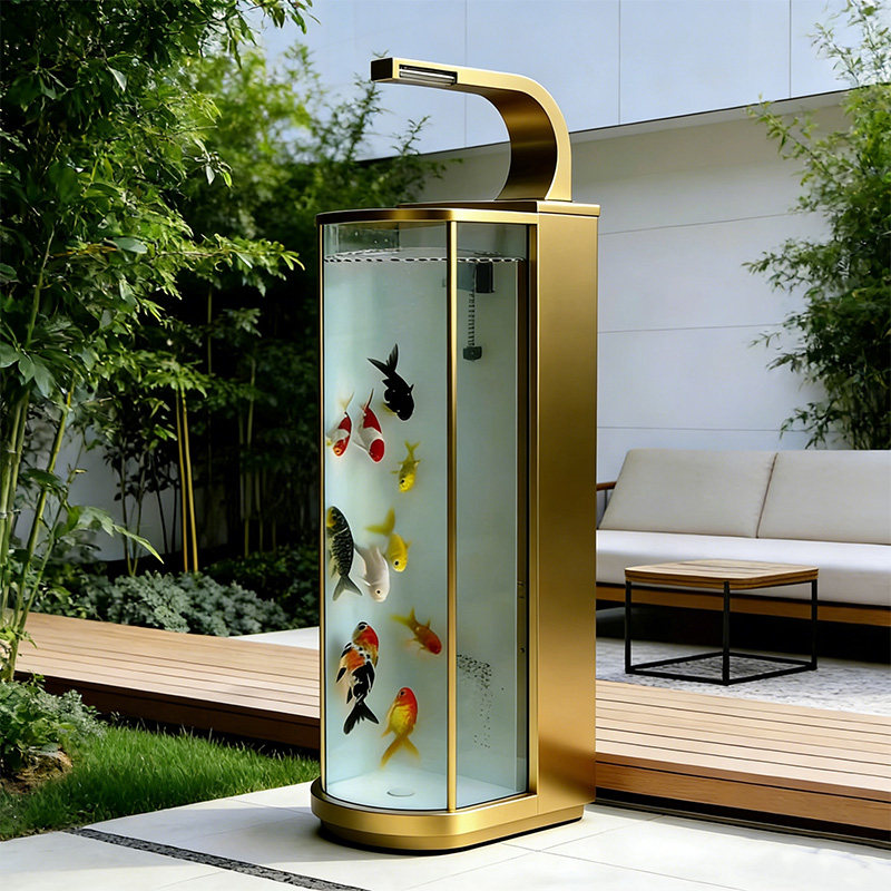 天坛水阳台不锈钢鱼池花箱金属流水摆件室外露台庭院水景瀑布