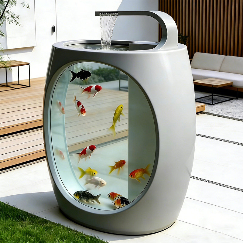 园水来阳台不锈钢鱼池花箱金属流水摆件室外露台庭院水景瀑布