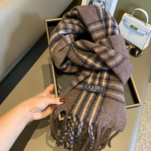 新款英伦风爱丁堡红经典格纹羊毛围巾女秋冬羊绒披肩两用保暖围脖