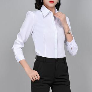 女长袖 收腰显瘦工作服方领白衬衫 白领修身 春秋韩版 职业工装 白衬衫