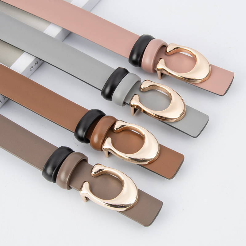 字母C扣女士腰带女牛仔裤皮带女