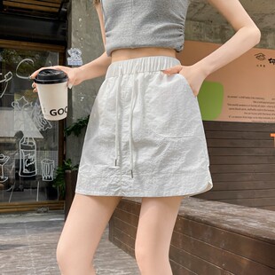 休闲工装 辣妹短裙高腰松紧抽绳显瘦遮肉a字裙包臀裙 半身裙女夏季