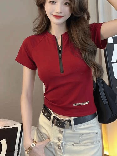 小众设计感半拉链显瘦上衣