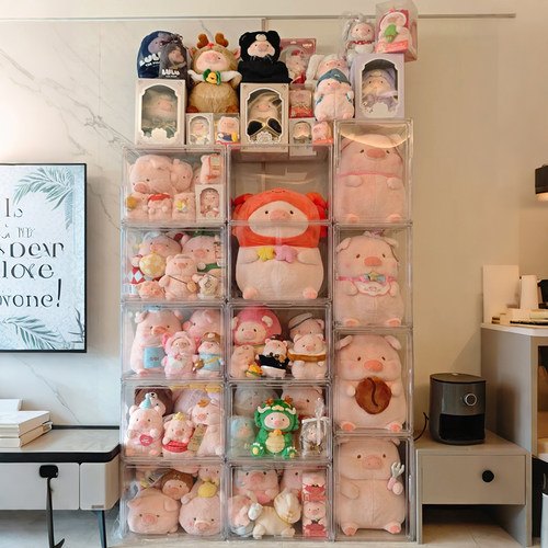 lulu猪透明展示手办收纳盒防尘盒