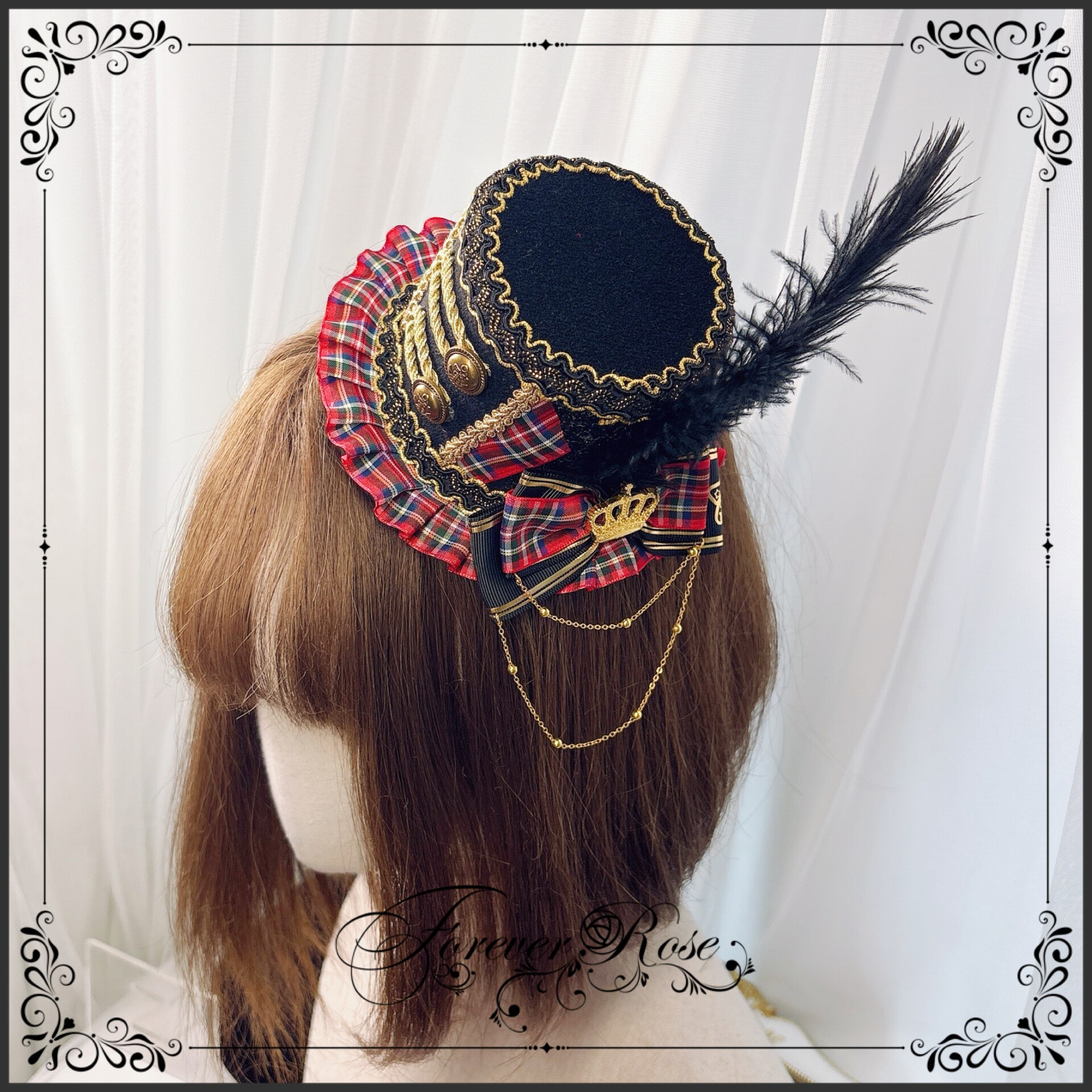永恒蔷薇手作 打歌服礼帽 花匣圣之心搭配 Lolita定制 小熊加冕 - 实物图