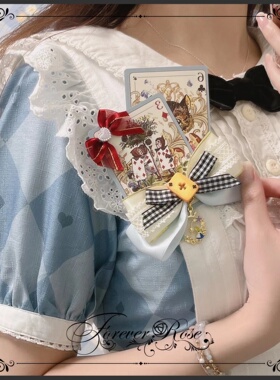 永恒蔷薇 原创手作 爱丽丝扑克 徽章/边夹双用 可改色 Lolita搭配