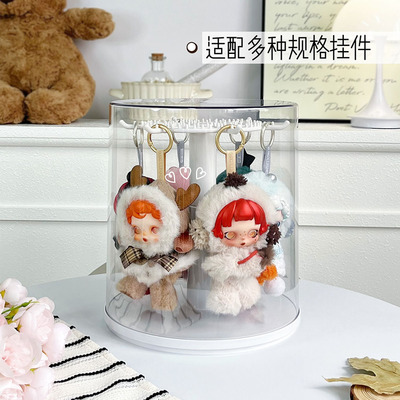 冬日乐章盲盒展示架收纳适用于泡泡玛特展示盒旋转透明手办展示柜