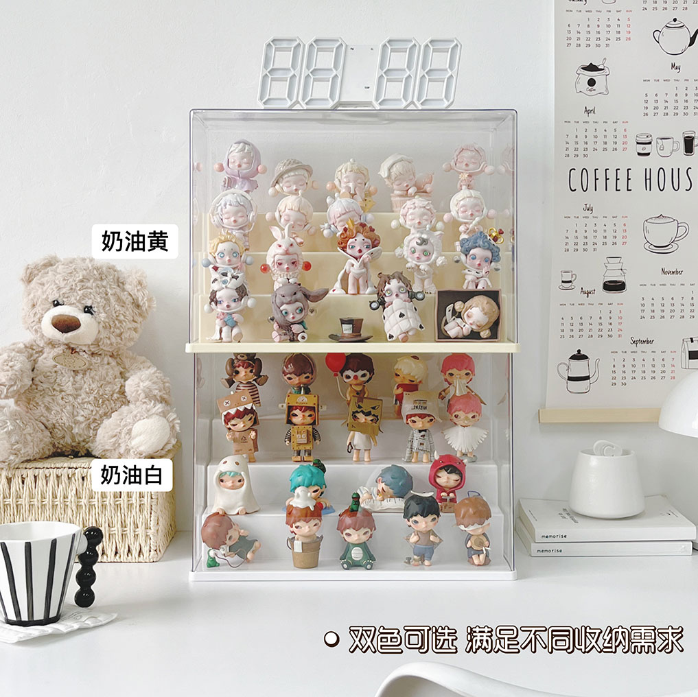 盲盒收纳展架适用于泡泡玛特温度防尘展示柜子亚克力手办收纳盒