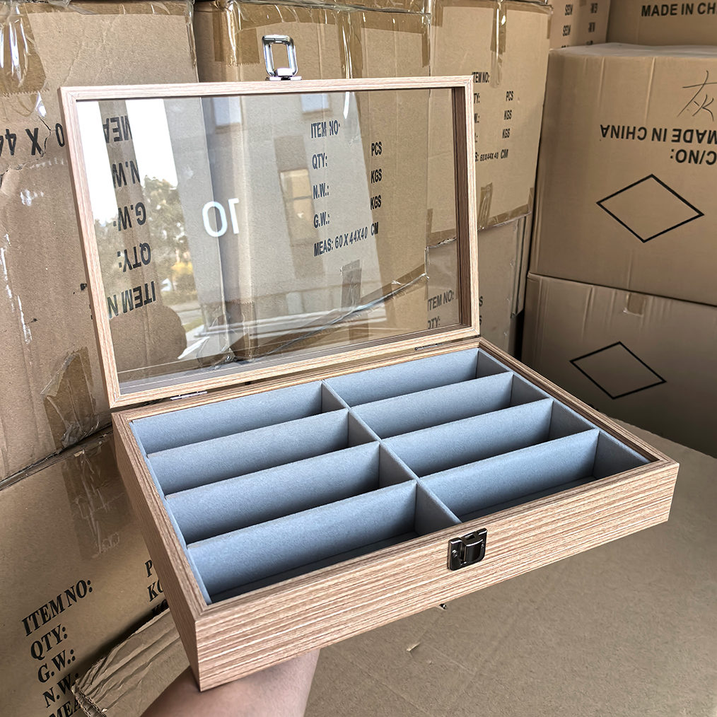 实木墨镜收纳盒多格眼镜陈列家用防尘展示盒太阳镜大容量置物盒子