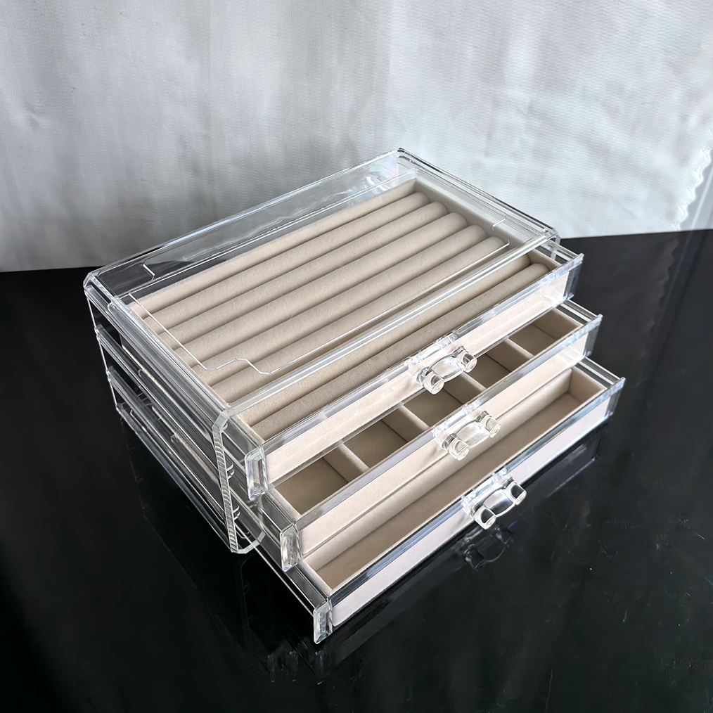 透明亚克力多层桌面绒布纯色简约