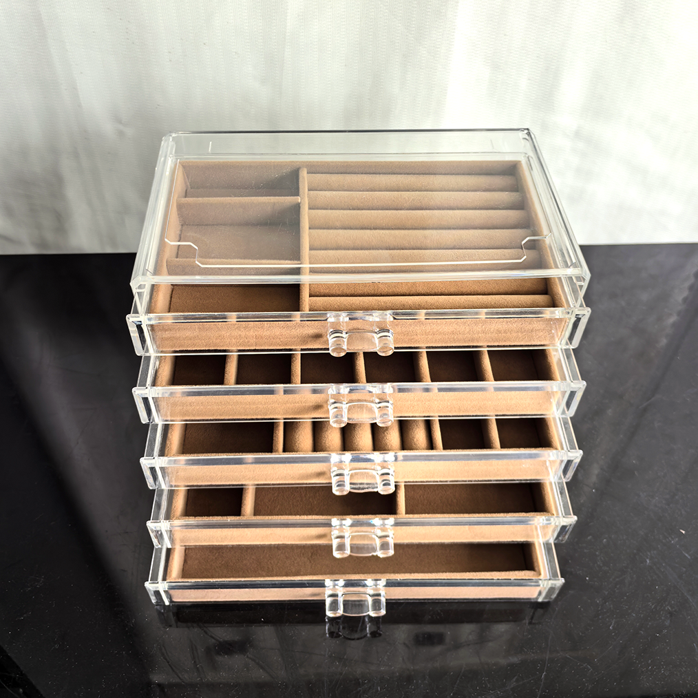 大容量亚克力棕色首饰盒抽屉式