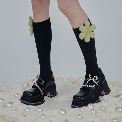 袜子立体花朵袜子显瘦小腿