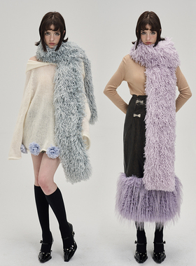 MildRate 太阳卷仿羊羔毛保暖围巾时髦搭配单品 秋冬新款