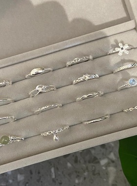 韩国新品925纯银素圈戒指女不掉色小众ins风高级感开口可调节指环