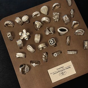 S925银复古重工戒指女小众轻奢高级感不掉色ins风百搭戒指活口