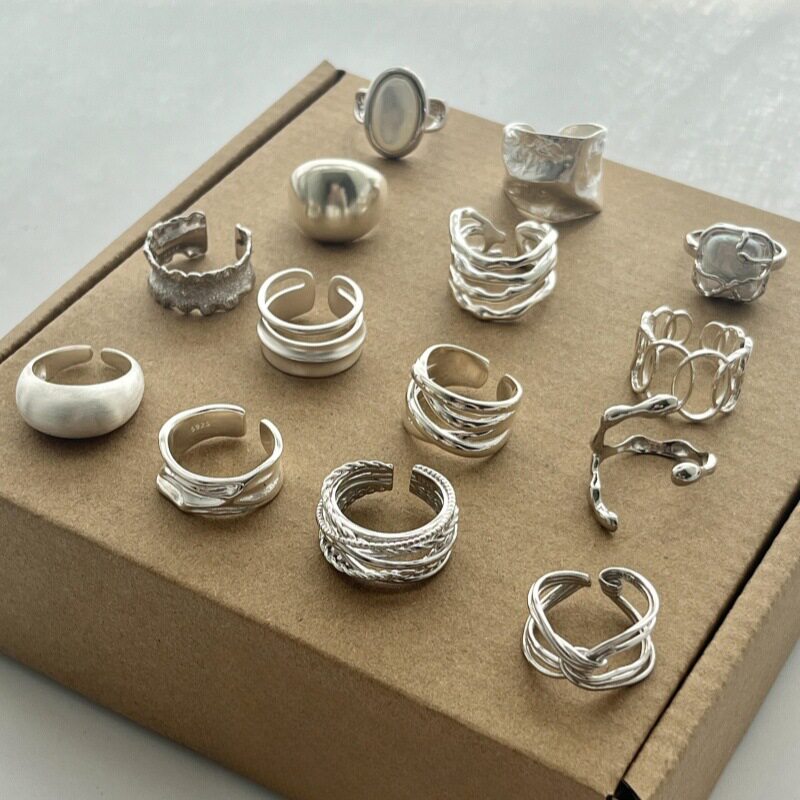 复古小众设计素圈戒指女S925纯银不掉色食指戒轻奢高级感百搭