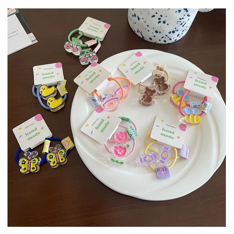 2条装+可爱小熊郁金香发绳糖果色小蜜蜂发圈头绳双马尾皮筋发饰女