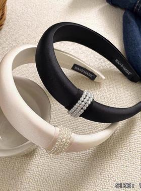 赵露思同款黑色珍珠发箍女2025新款高级感洋气高颅顶头窟发卡发饰