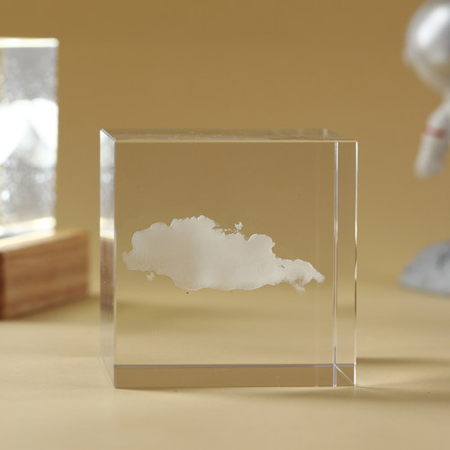 水晶方体小摆件书房工位桌面装饰