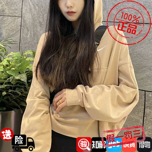 耐克卫衣女装2023秋季运动服针织宽松休闲上衣连帽套头衫DM6418