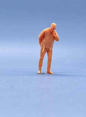 SuperGe1/64白模人偶运弯腰单手插后库袋抽烟大叔直接上色S632