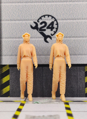 SuperGe1/64白模人偶露脐卫衣行走口罩女生素模直接上色S933