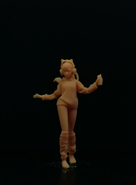 SuperGe1/64白模人偶耳机饮料女孩素模直接上色T411