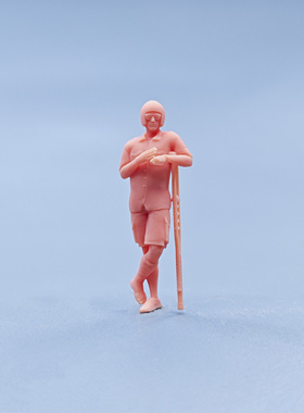 【嗯哼模型】现货1:64人偶1:43微缩白模 拄拐伤员 D734